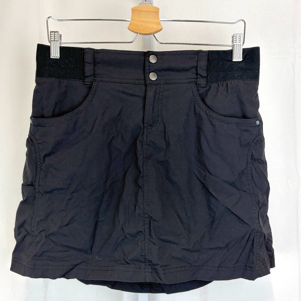 TITLE NINE Nylon Skort Skirt w Shorts Zip Fly Elastic Waist Black Size 10